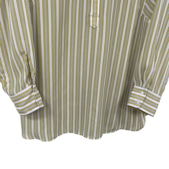 Talbots Long Sleeve Button Front Yellow Striped Top Womens XL - Picture 2 of 7